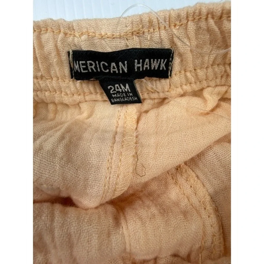 American Hawk Boys‎ 2 Piece Set 24M Apricot Gauze Cotton Shirt Shorts Outfit